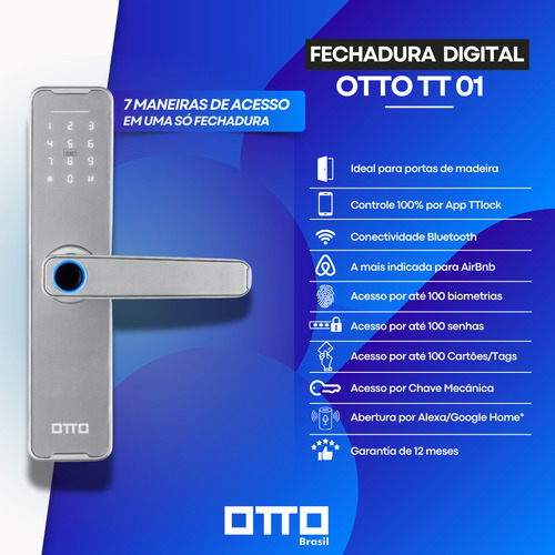 Fechadura Eletronica Otto Tt01 Ttlock Digital Airbnb Silver