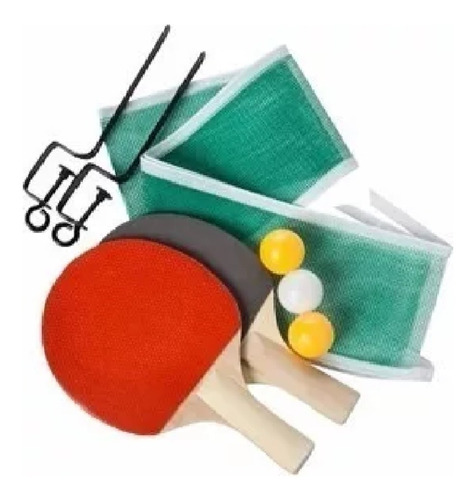 Kit de ping pong con 2 raquetas, 3 pelotas, red y soporte