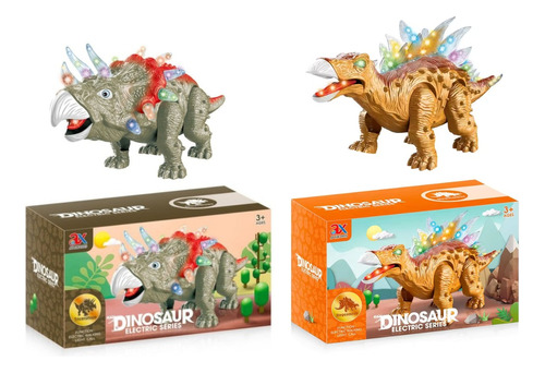 Dinosaurio Con Luz Sonido Y Moviento Triceraptor/stegosaurus