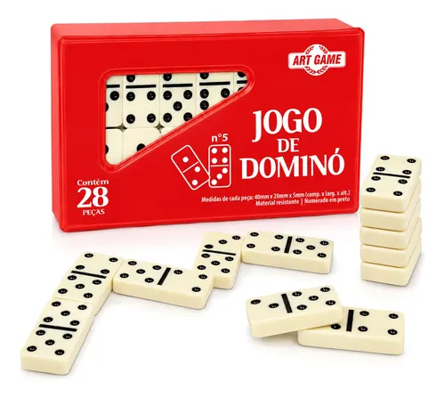 Dominó 28 Pçs Resina Estojo Colorido Profissional Art Brink