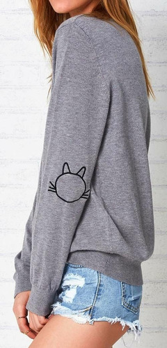 Sudadera De Gato Mujer Kawaii Moda Bordado