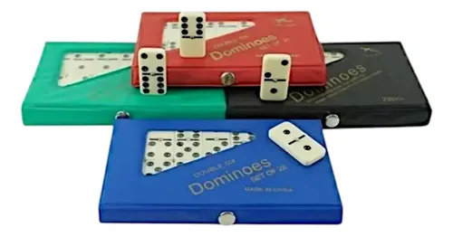 Juego De Dominó Doble 6 Con 28 Fichas Y Puntos Coloreados, Incluye Caja Metálica De Viaje, Ideal Para 2-4 Jugadores, Regalo Familiar