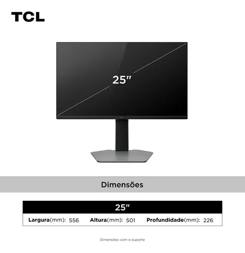 Monitor Gamer TCL 25 Polegadas QLED Mini LED Full HD G64 300Hz 1ms