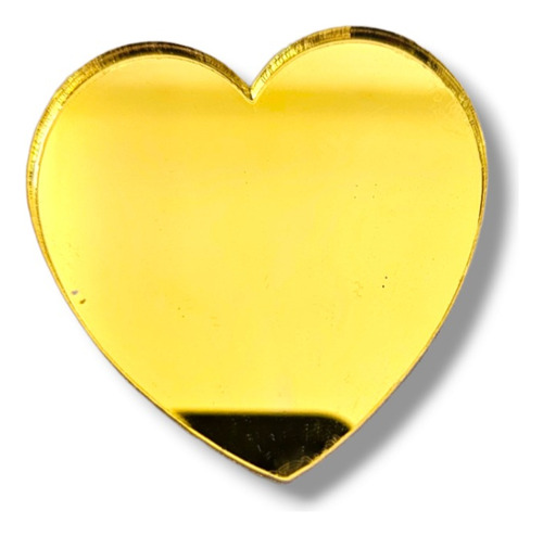 Acrilico Dorado Espejo Corazón 5x5cms Forma Toppers 10und