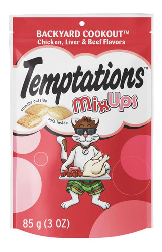 Temptations Snack Para Gatos Adultos Pollo, Hígado Y Carne 8