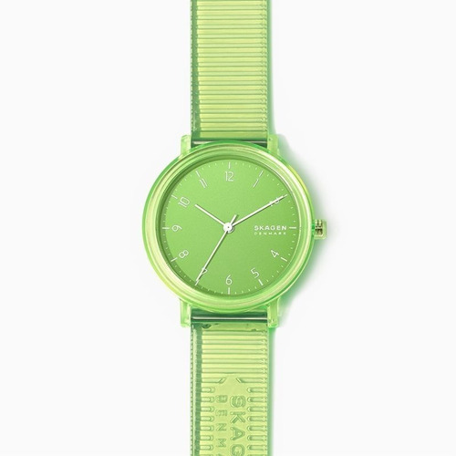 Reloj Skagen Mujer Malla Silicona Todo Verde Numeros Skw2857