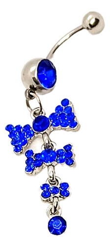 Piercing Ombligo Acero Y Strass.mariann Moon Color M1.plateado Con Azul