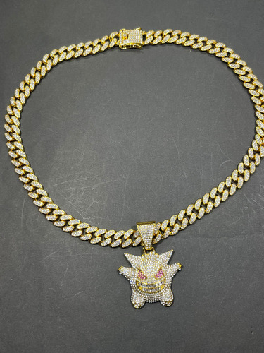 Collar Cubana Gengar Acero Quirúrgico Pokemon Dorado Dorado(60cm)