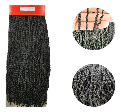 Cabelo Miojo Micro Zizi Sintético Kanekalon Pacotão 320 Gr Cor Preto