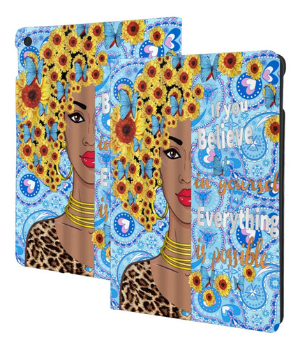 American Black Women Girasol Mariposa iPad 10  Funda Cuero