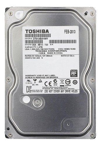 Imagen 1 de 3 de Disco duro interno Toshiba DT01-V DT01ABA100V 1TB