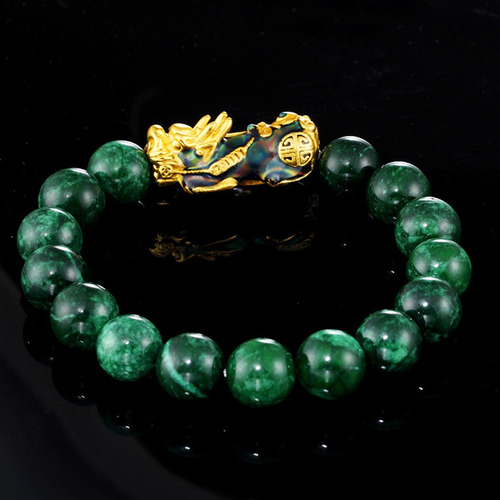 2x Feng Shui Mantra Cuentas De Obsidiana Verde Pixiu Pi Yao