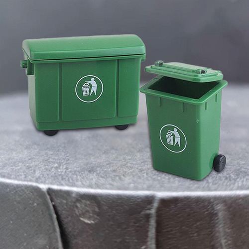 2 Minitacarros De Basura Tipo Casa De Muñecas A Escala 1/12,