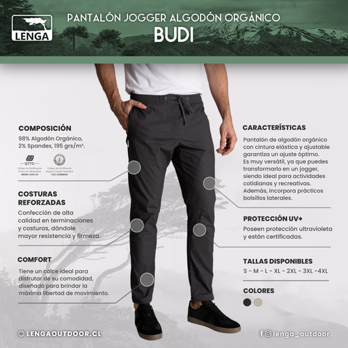 Pantalón Jogger Algodón Orgánico De Hombre Budi Lenga®