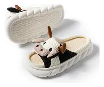 Comprar Pantuflas De Vaca Para Mujer Y Hombre Suaves Cómodas Lino
