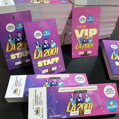 250 Entradas Tickets 15x5cm + Troquel + Numeración + Diseño