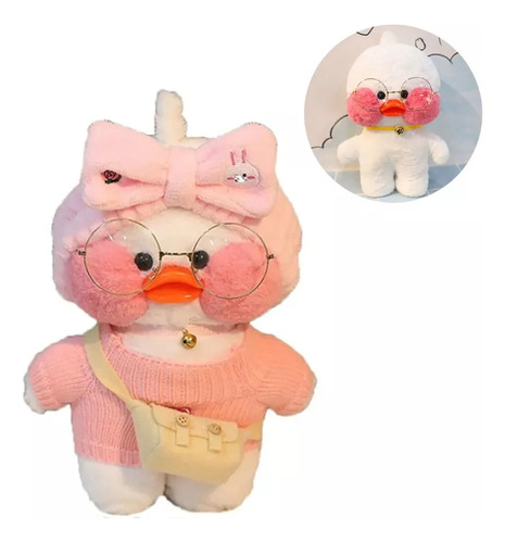 Pato Patito Peluche Lalafan Kawaii Con Ropa Accesorios 30cm