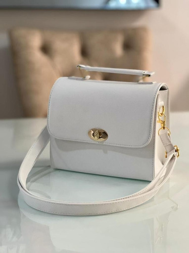 Bolso Carriel Sencillo Diseño Color Blanco Estilo Cajita 