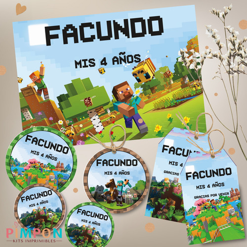 Kit Imprimible Minecraft - Textos Editables