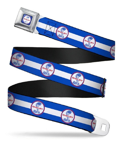 Cinturon Azul Franja Blanca Logo Shelby Cobra Caballero/dama