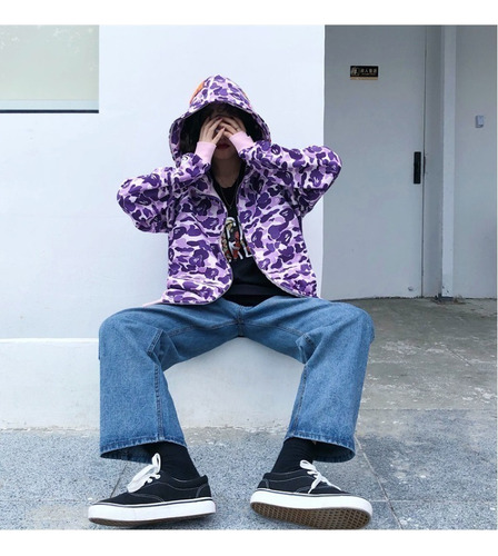 Sudadera Con Capucha Con Diseño De Camuflaje, Cabeza Tiburón