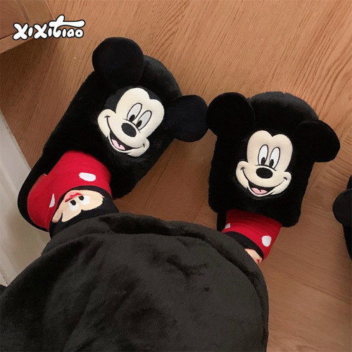 Bonitos Zapatos De Felpa De Mickey Minnie Para Parejas