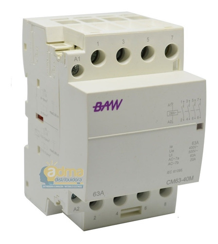 Contactor Modular Tetrapolar Trifasico 3 Módulos Baw 63a220v