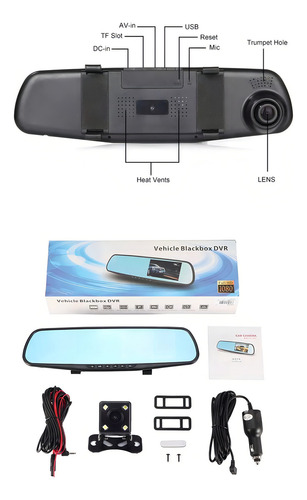 Espejo Retrovisor Pantalla Camara Delantera Trasera Fullhd