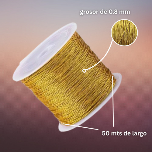 Rollo Hilo Chino 0.8mm Insumo De Bisutería Todo Los Colores Dorado Oscuro