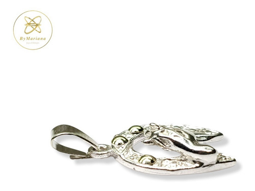 Imagen 4 de 7 de Dije Plata Y Oro Herradura Y Caballo