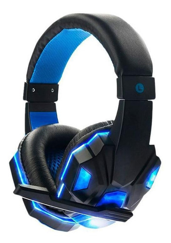 Fone De Ouvido Gamer Com Microfone Bass E Led Azul Sy830mv