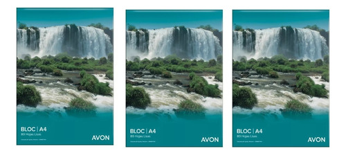 Block Avon A4 Liso 80 Hojas Lisas X 3 Unidades 