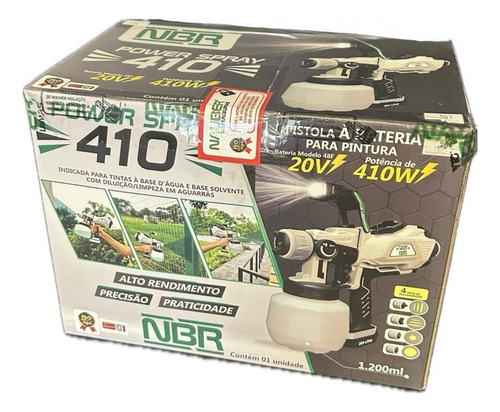 Pistola De Pintura A Bateria Nauber Nbr Power Spray 410