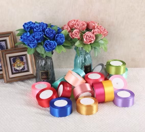 . - De 5 Rolos De Fita De Cores De Decoração De Cetim 4 Cm 1
