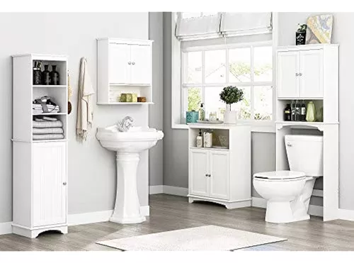 Spirich Gabinete de almacenamiento sobre el inodoro, estante de baño sobre  el inodoro, organizador de gabinete de almacenamiento de baño, color blanco