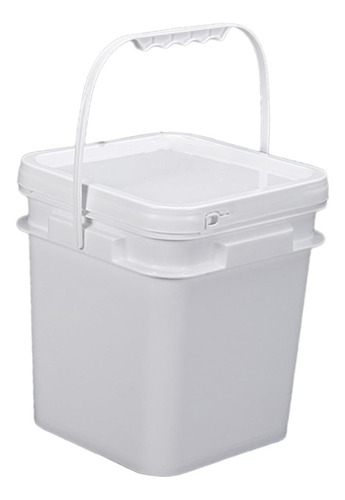 Cubo Cuadrado Multiusos De 4 L Con Asa Y Tapa Color Blanco