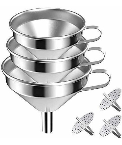 Large Funnels 3pcs Set Metal Stainless Steel With 3 Pack Rem