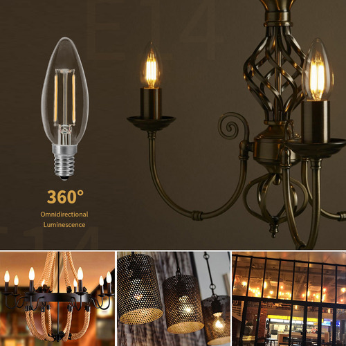 Bombilla Led E14 De 2 W, Color Blanco Cálido, Estilo Vintage