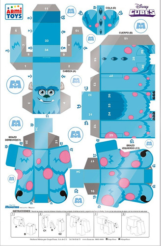 Monsters Inc, Armi Toys Kit 4 Piezas Muñecos Armables Cubes