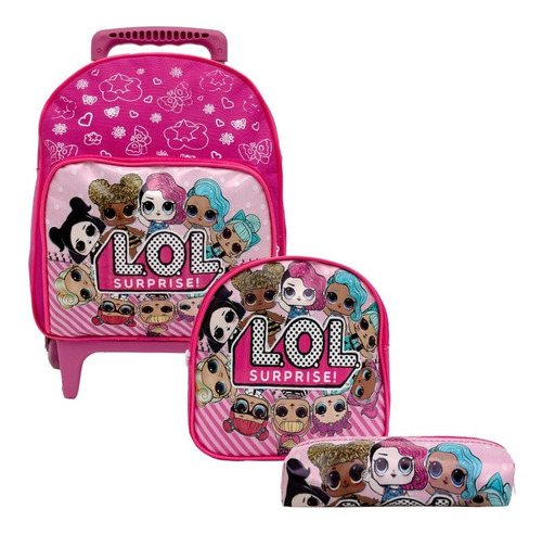 Kit Mochila Infantil Escolar Com Rodinhas Lol Boneca