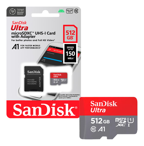 Tarjeta De Memoria Microsd Sandisk 512gb + Adaptador 150mb/s