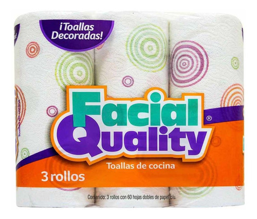 Toallas De Papel Facial Quality 3 Rollos De 60 Hojas