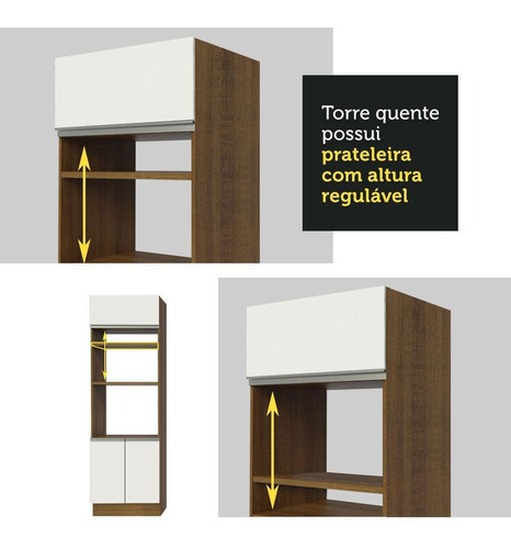 Cozinha Compacta Madesa Helen 6 Portas (sem Tampo E Pia) Cor Rustic/Branco/Crema