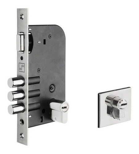 Fechadura Trinco Rolete 3 Pinos Alta Segurança Cilindro 7cm