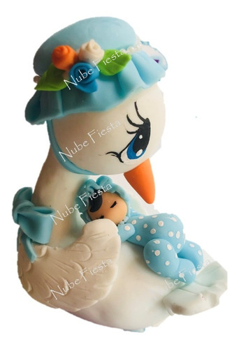 Cigueña Baby Shower Niño Boy Cake Topper Vela Pasta Francesa