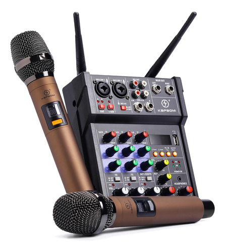 Mesa De Som Mixer 4 Canais Profissional 2 Microfone Sem Fio