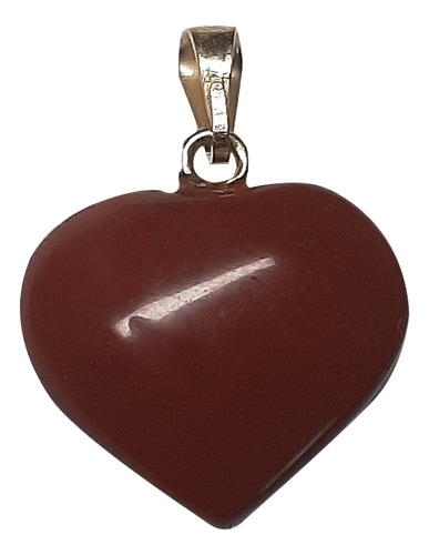 Mini Pingente Coração Em Jaspe Vermelho Natural Folheado 2cm