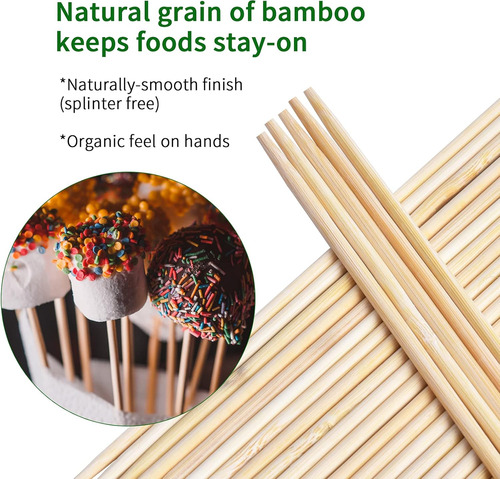 Brochetas Naturales Bambú De 8 Pulgadas, Semipuntiagudas