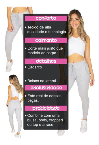 Imagem 8 de 10 de Kit 2 Calça Feminina Ribana Canelada Cintura Alta Roupa