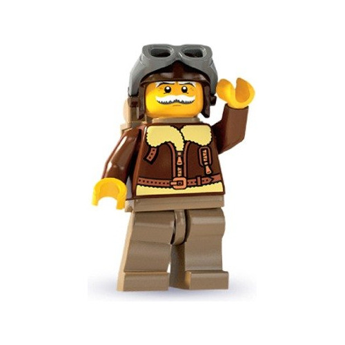 Minifigura De Piloto Old Timer De La Serie 3 De Lego: Minifi